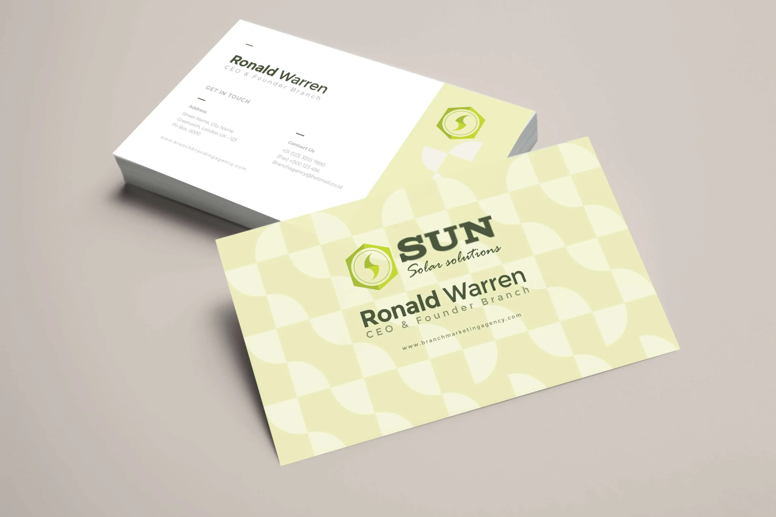 sun business card mockup image